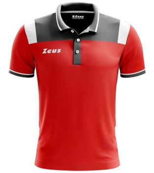 Zeus Poloshirt Vesuvio rot-grau-weiß